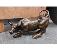 Statue de taureau Wall Street Bronze - 20,3 cm - Taille moyenne - Vintage Coffee Ox - Design rétro pour la maison ou le bureau