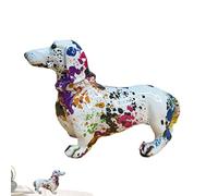 Statue de teckel graffiti - Figurine moderne de teckel, sculpture décorative de chien | Statue d'animal artistique, œuvre d'art abstraite contemporaine en résine, décoration de salon, bibliothèque