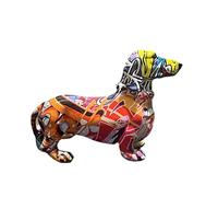 Statue De Teckel Peinte, Gilde Sculpture, Statue De Teckel Graffiti, Chien Teckel Pop Art En Pierre Artificielle Multicolore Figurine D’art Teckel, Figurine De Chien D'art Coloré De Teckel De Graffiti
