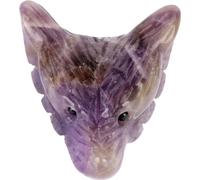 Statue de tête de loup pendentif en quartz cristal naturel sculpté collier (améthyste)