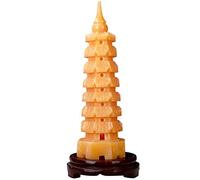 Statue de tour Feng Shui Wenchang - Sculpture en jade beige naturel - Décoration d'intérieur traditionnelle chinoise - Bénédiction pour les érudits - Cadeau unique pour les collectionneurs - Jaune
