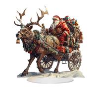 Statue de traîneau de cerf - miniature de collection de traîneau de renne de Père Noël, statue de renne de Père Noël, panneau plat de Noël en acrylique | Décoration d'image pour salon, table de chevet