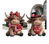 Statue de Vache | Décorations Bovines Romantiques de la Saint-Valentin,2 Pièces Figurines Déco Intérieur | pour Mariage, Ferme, Dessus de Table, Cuisine, Jardin, Maison, Intérieur, Extérieur