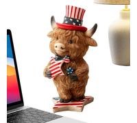 Statue de vaches des hautes terres, sculpture de vaches des hautes terres, 4 juillet Décorations Highland Cow - Jour de l'indépendance du bétail à collectionner pour jardin domestique