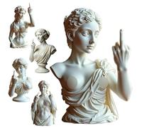 Statue de Vénus doigt d'honneur - Buste de déesse grecque Aphrodite drôle, sculpture audacieuse en résine avec attitude, décoration d'art rebelle unique pour la maison, le bureau, l'étagère ou le