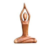 Statue de Yoga Décor Figurine Mation en Bois Marron | Sculpture d'art de sérénité élégante, plénitude d'esprit Calme, Accent d'énergie spirituelle, Table de Jardin, Studio, Bureau pour