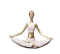 Statue de yoga dorée - 16,5 x 18 cm - Sculpture de yoga - Position lotus comme décoration de chambre - Cadeau idéal pour les amateurs de yoga (style 2)