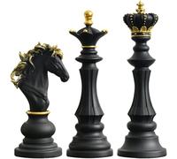 Statue D'échecs Navaris, 3 Pièces, Sculpture Créative D'échecs, Figurine De Cheval De Guerre, Roi Reine, Ornement pour Maison, Le Bureau, Décoration D'étude