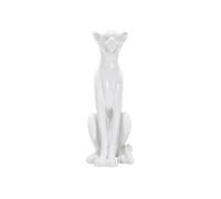 Statue Déco en Résine ""Léopard Assis"" 74cm Blanc