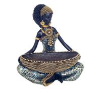 Statue Décoration Vide poche Femme avec panier Inspiration Voyage Afrique 16x14cm