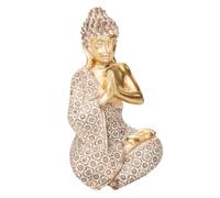 Statue décorative Bouddha Assis en résine dorée H 19.5 cm - Atmosphera