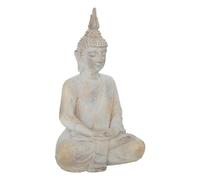 Statue décorative Bouddha en résine Blanc Chaud H 50 cm - Atmosphera