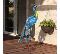 Statue décorative de jardin Paon en métal multicolore 83 cm, pieds cerclés et - Multicolore Métal 16.93 x 15.75 x 32.68 cm Ref