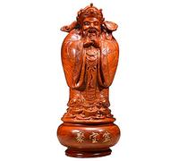 Statue décorative en Bois sculpté Dieu de la Richesse Décoration de Salon pour la Maison Attirer la Richesse Ornement Feng Shui Cadeaux de félicitations (19,7 Pouces Acajou) Sculpture Décor