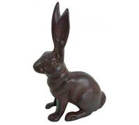 Statue décorative en fonte de lapin assis pour jardin, terrasse, cour, grand butée de porte, 16 cm de long par 26 cm de haut par 8,9 cm de large