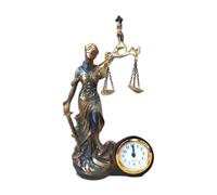 Statue décorative Lady Justice - Statuette de justice en résine avec horloge, support d'horloge antique, décoration élégante pour la maison, statue de table