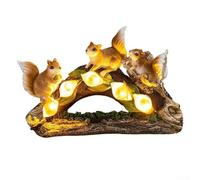 Statue d'écureuil solaire d'extérieur en résine avec design résistant aux intempéries et veilleuse chaude pour pelouse et jardin (trois écureuils)