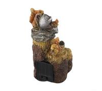Statue d'écureuil solaire en résine avec lumière LED, décoration de jardin résistante aux intempéries pour extérieur, terrasse, pelouse, cour rétro fantaisiste et vie sauvage mignonne, accent nocturne