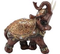 Statue d'éléphant chanceux en résine Figurine d'éléphant Feng Shui Décoration d'intérieur pour le salon Cadeau de pendaison de crémaillère Marron M