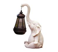 Statue D'éléphant D'extérieur, Lampe de avec Lanterne Solaire, Figurine D'éléphant, Lampe Créative pour Pelouse, Cadeaux de Pendai, Blanche