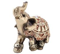 Statue D'éléphant doré Feng Shui Porte-Bonheur, Sculpture de Richesse, Fabriquée en Résine de Haute qualité, Symbolise la Chance et Le Bonheur, pour la Famille et (S)