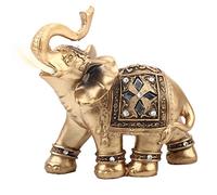 Statue D'éléphant doré, Figurine élégante, Décoration de Maison Antique avec Tronc vers Le Haut pour la prospérité, Bonne Chance, Cadeau de Réussite (14 * 15 cm Taille Moyenne)