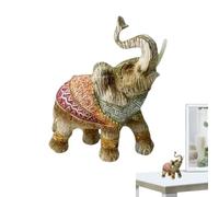 Statue d'éléphant, nation d'éléphant pour la maison, figurines d'éléphant de table, statues d'éléphant heureux comme maison, style européen pour étagères, tables et armoires à vin