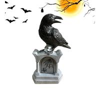 Statue des Ravens d'Halloween - Crow on Tombstone Decoration Halloween, Figures de sculpture d'oiseaux décoratives | Décoration de table pour la zone d'entrée du jardin Party Room Party Bookself Hallo