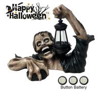 Statue D'halloween En Forme De Zombie Avec Lanterne, Sculpture De Jardin Réaliste, Décoration De Pelouse