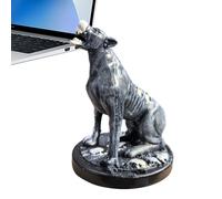 Statue d'halloween - résine Noire Chat Chien crâne Lanterne à Bougies | Sculpture de Table Animale Squelette réaliste | décoratif léger pour la bibliothèque de Table