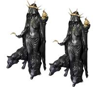 Statue d'Hécate Niktipolos, la sorcière de la Nuit, déesse Grecque de la Magie accompagnée de Chiens, Statue de Phōsphōrōs, porteuse de lumière ou étoile du Matin, Figurine Gothique en résine pour B