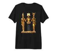 Statue d'Horus Osiris et Isis de la Trinité égyptienne dorée T-Shirt Haut de Gamme