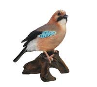Statue d'oiseau geai sur un tronc - Polyrésine - L 13 8 x P 8 9 x H 16 2 cm