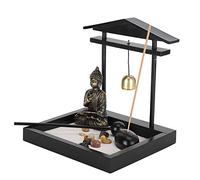 Statue d'ornement de Bouddha Assis de Jardin Zen avec Porte-encens Accessoires de Pierre décorative de Sable pour Bureau à Domicile ou Bureau de Travail(1906)
