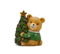 Statue d'ours en résine peinte à la main (style 1) | Étreintes pour mini arbre, couleurs vives, base en résine robuste, cheminée de salon, facile à nettoyer