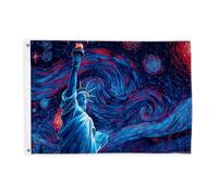 Statue drapeaux pour extérieur, torche abstraite moderne, étoiles bleu été, bannière décorative avec œillets pour porche, balcon, terrasse, patio - 0,9 x 1,5 m