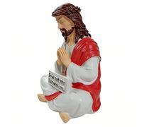 Statue du Christ Assis - Jésus en Résine "Je suis avec vous toujours" | Figurine de Décoration Spirituelle pour Bureau, Maison et Voiture | Idée de Cadeau Chrétien Significatif