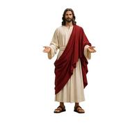 Statue du Christ - Édition limitée - Figurine en résine avec main sainte pour salon, salle de bain, entrée - Décoration de dédiction (rouge, 13 cm)