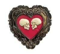 Statue Du Crâne - Décoration Squelette | Sculpture De Résine Avec Cadre Cardiaque | Gothic Skull Ornement State Romantic Love Statue, Creative Resin Craft For Spooky Home Decoration, Unique Wall Art F
