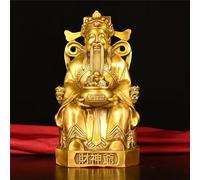 Statue du Dieu de la Richesse en cuivre Pur, Texte en Laiton, Dieu de la Richesse Assis, Grande Idole en Bronze pour l'ouverture d'un Magasin