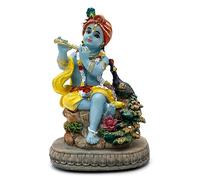 Statue du dieu hindou Krishna - 10,9 cm H Idole indienne Krishna Sculpture Inde Mariage Baby Shower Retour Cadeaux Diwali Cadeaux Maison Bureau Mandir Temple Puja Cadeaux Murti Pooja Article
