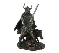 Statue du dieu nordique Freyr de Veronese Design, finition bronze, fertilit? pa?enne