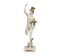Statue du dieu olympien grec de Mercure - Finition patine grise - Sculpture en albâtre coulé - Fabriquée à la main en Grèce - 23,5 cm