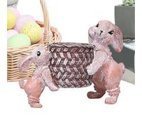 Statue du lapin de Pâques, figurines de lapin de Pâques - Panier de transport avec décorations de lapin en résine - Statues d'art à collectionner, souvenirs de Pâques, souvenir de vacances pour