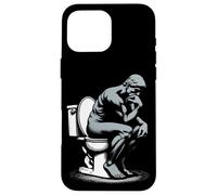 Statue du Penseur sur Toilettes Auguste Rodin Drôle Coque pour iPhone 16 Pro Max