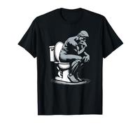 Statue du Penseur sur Toilettes Auguste Rodin Drôle T-Shirt