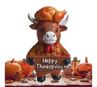 Statue d'une vache des hautes terres en résine - Décoration de saison d'automne pour jardin et maison - Décoration de Thanksgiving pour cour, entrée, salon - Cadeau d'anniversaire rustique et