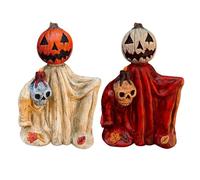 Statue effrayante avec Assistant de Cape, 2 pièces, Ornement d'horreur d' Citrouille, décoration d'ambiance d'halloween