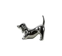 Statue en céramique, Figurines créatives, Sculpture Moderne de Teckel Debout, Collection de Chiens Mignons, décoration de Bureau réaliste et détaillée pour Chiot (Argent, L)