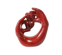 Statue en céramique mains et coeurs rouges 23 cm